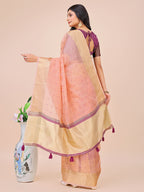 Shree Shyam Fashion Light Pink Gold Organza Silk Saree - Lightweight Luxury for Your Ethnic Moments | Grocsy