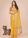 Shree Shyam Fashion Yellow Gold Organza Silk Saree - Lightweight Luxury for Your Ethnic Moments | Grocsy