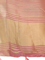 Shree Shyam Fashion Elegant Gold Peach Organza Saree with Zari Border | Party Wear Lightweight Saree with Blouse for Women | Grocsy