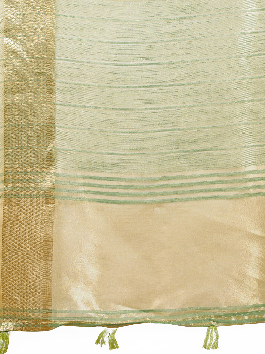 Shree Shyam Fashion Elegant Gold Mint Green Organza Saree with Zari Border | Party Wear Lightweight Saree with Blouse for Women | Grocsy