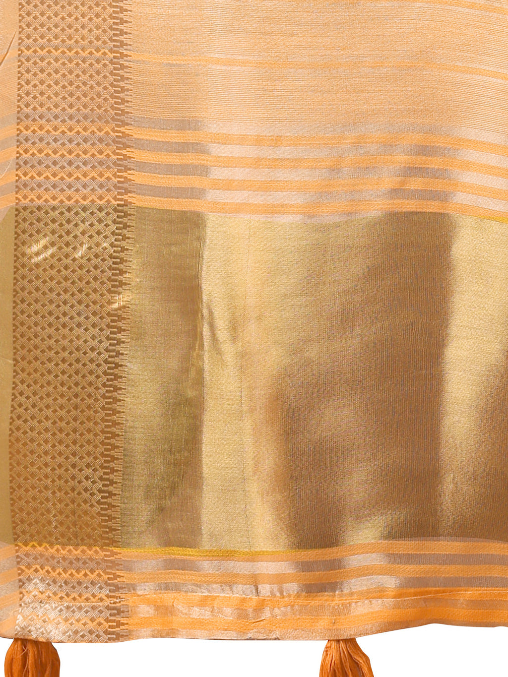 Shree Shyam Fashion Elegant Gold Orange Organza Saree with Zari Border | Party Wear Lightweight Saree with Blouse for Women | Grocsy