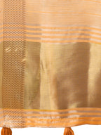Shree Shyam Fashion Elegant Gold Orange Organza Saree with Zari Border | Party Wear Lightweight Saree with Blouse for Women | Grocsy