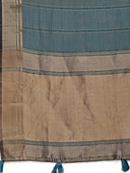 Shree Shyam Fashion Dark Green Organza Woven Zari Work Traditional Tassel Saree | Grocsy