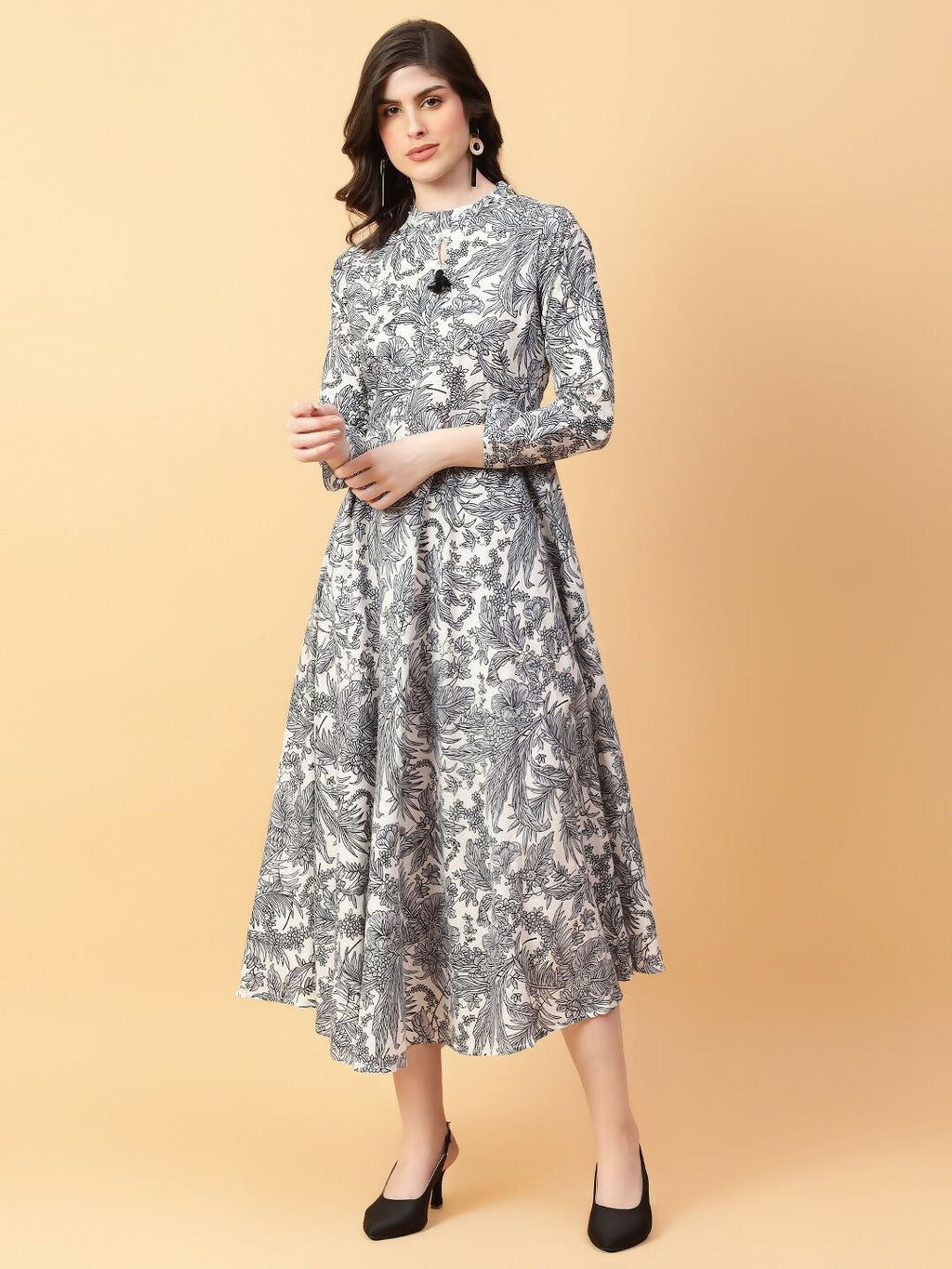 Joban Fashion Grey Cotton Printed & Hand Work Dress | Grocsy