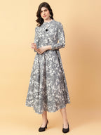 Joban Fashion Grey Cotton Printed & Hand Work Dress | Grocsy