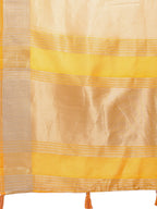 Shree Shyam Fashion Elegant Yellow & Yellow Organza Saree with Rich Zari Border & Pallu Tassels | Premium Partywear Saree for Women | Grocsy