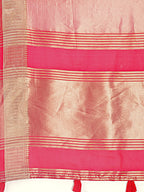 Shree Shyam Fashion Elegant Orange & Pink Organza Saree with Rich Zari Border & Pallu Tassels | Premium Partywear Saree for Women | Grocsy