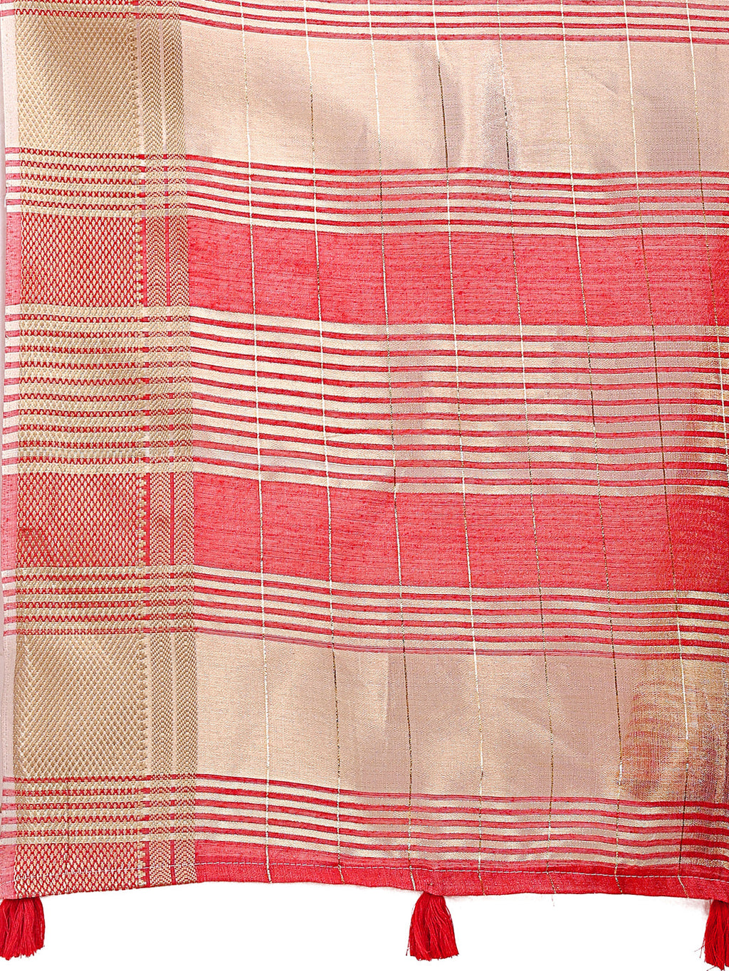 Shree Shyam Fashion Peach Organza Woven Zari Work Traditional Tassel Saree | Grocsy