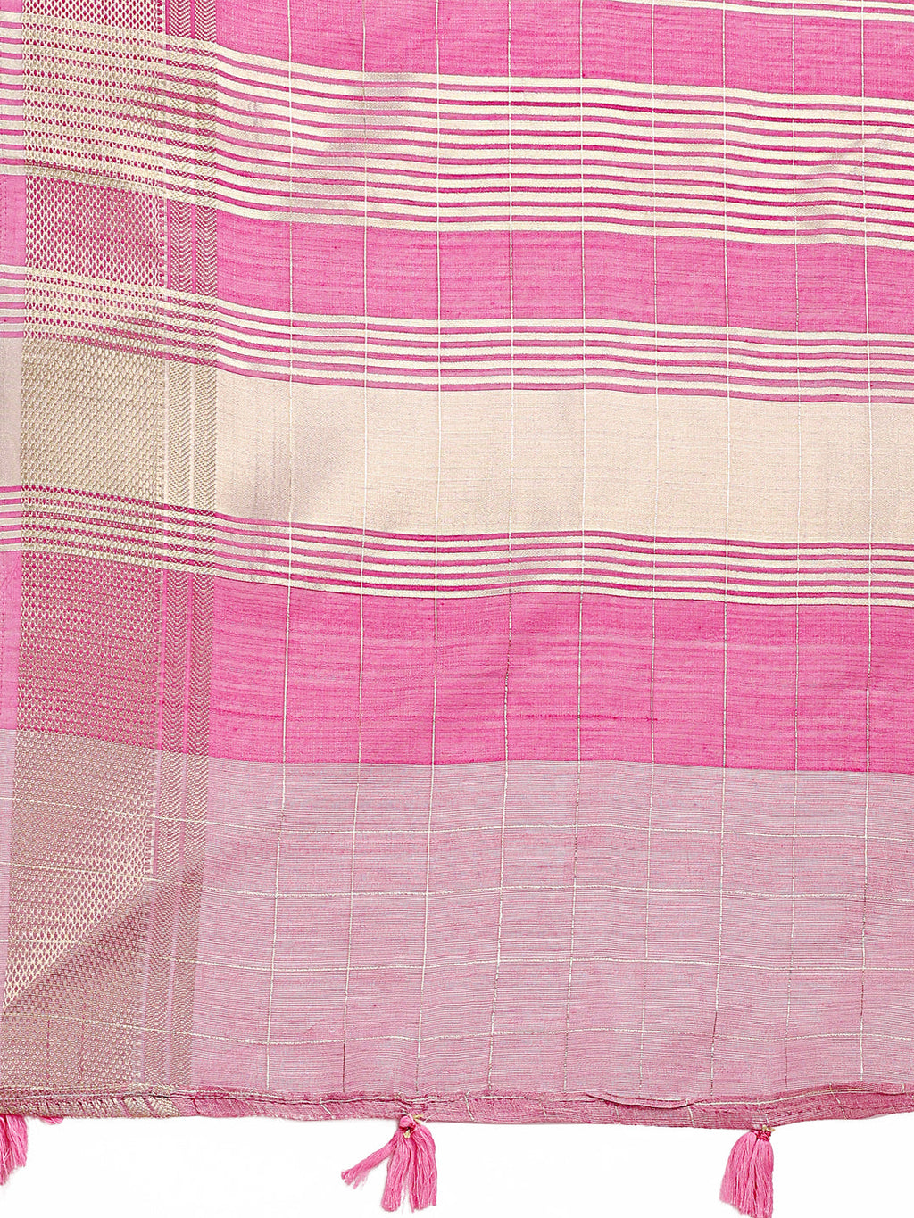 Shree Shyam Fashion Pink Organza Woven Zari Work Traditional Tassel Saree | Grocsy