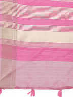 Shree Shyam Fashion Pink Organza Woven Zari Work Traditional Tassel Saree | Grocsy