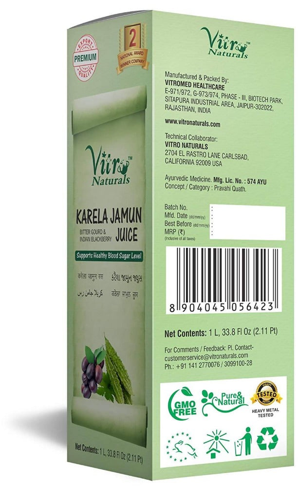 Vitro Naturals Karela Jamun Juice | Grocsy