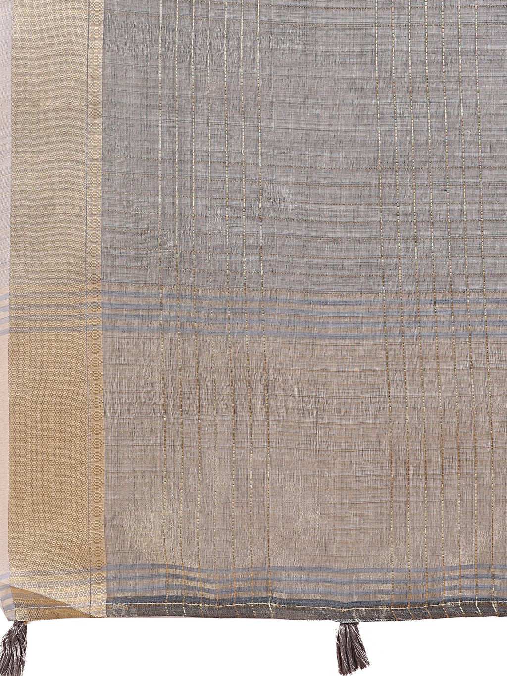 Shree Shyam Fashion Grey Organza Saree with Gold Checked Design - Elegant & Classy Traditional Wear for Formal & Festive Occasions | Grocsy