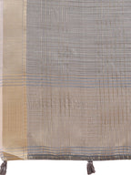 Shree Shyam Fashion Grey Organza Saree with Gold Checked Design - Elegant & Classy Traditional Wear for Formal & Festive Occasions | Grocsy