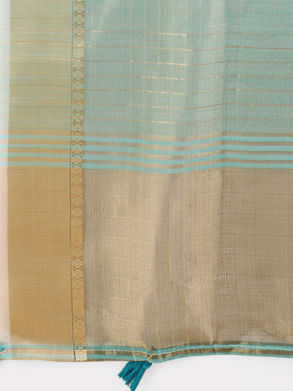 Shree Shyam Fashion Light Blue Organza Saree with Gold Checked Design - Elegant & Classy Traditional Wear for Formal & Festive Occasions | Grocsy