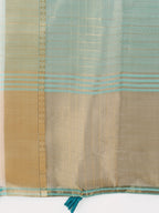 Shree Shyam Fashion Light Blue Organza Saree with Gold Checked Design - Elegant & Classy Traditional Wear for Formal & Festive Occasions | Grocsy