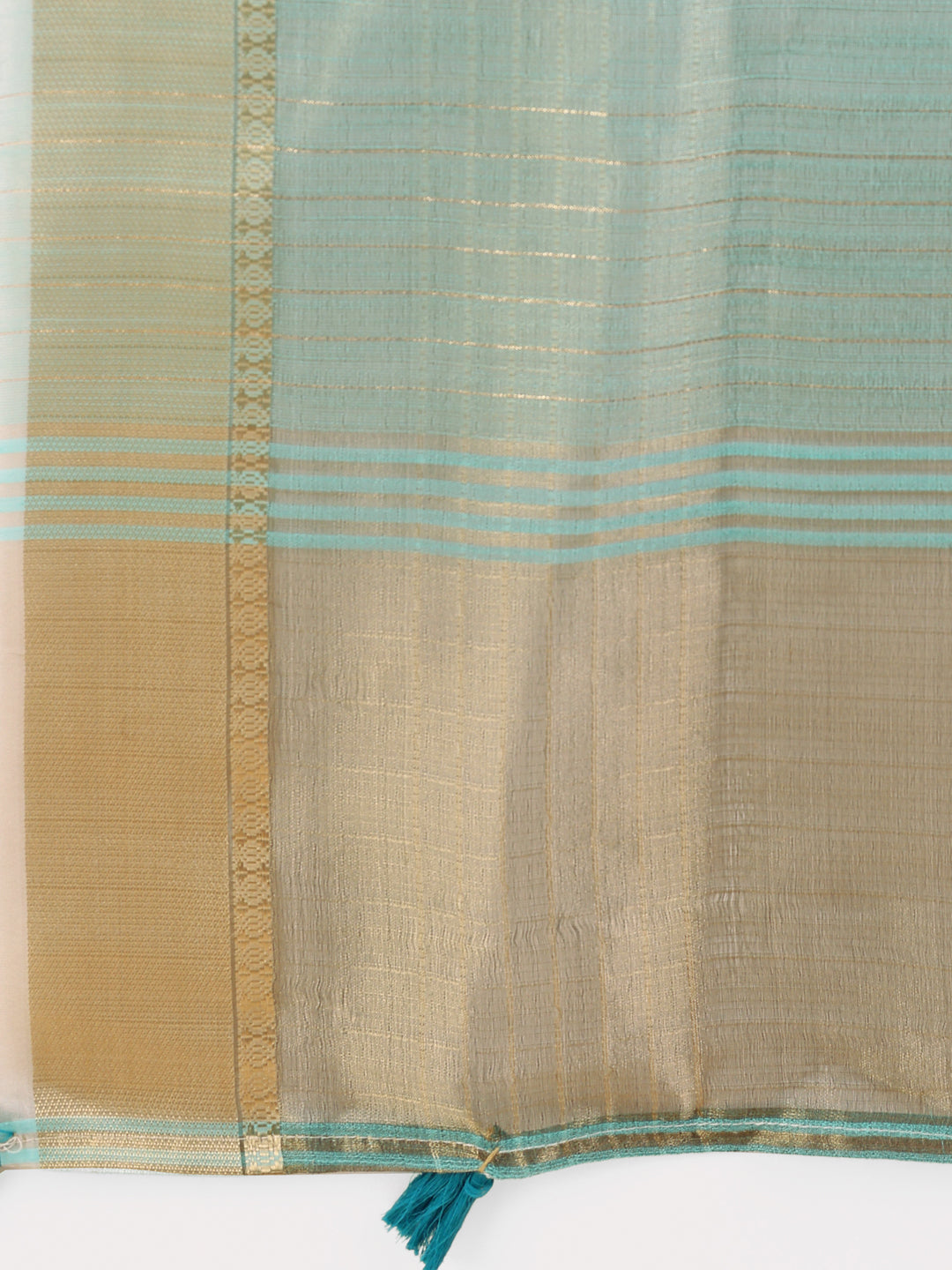 Shree Shyam Fashion Light Blue Organza Saree with Gold Checked Design - Elegant & Classy Traditional Wear for Formal & Festive Occasions | Grocsy