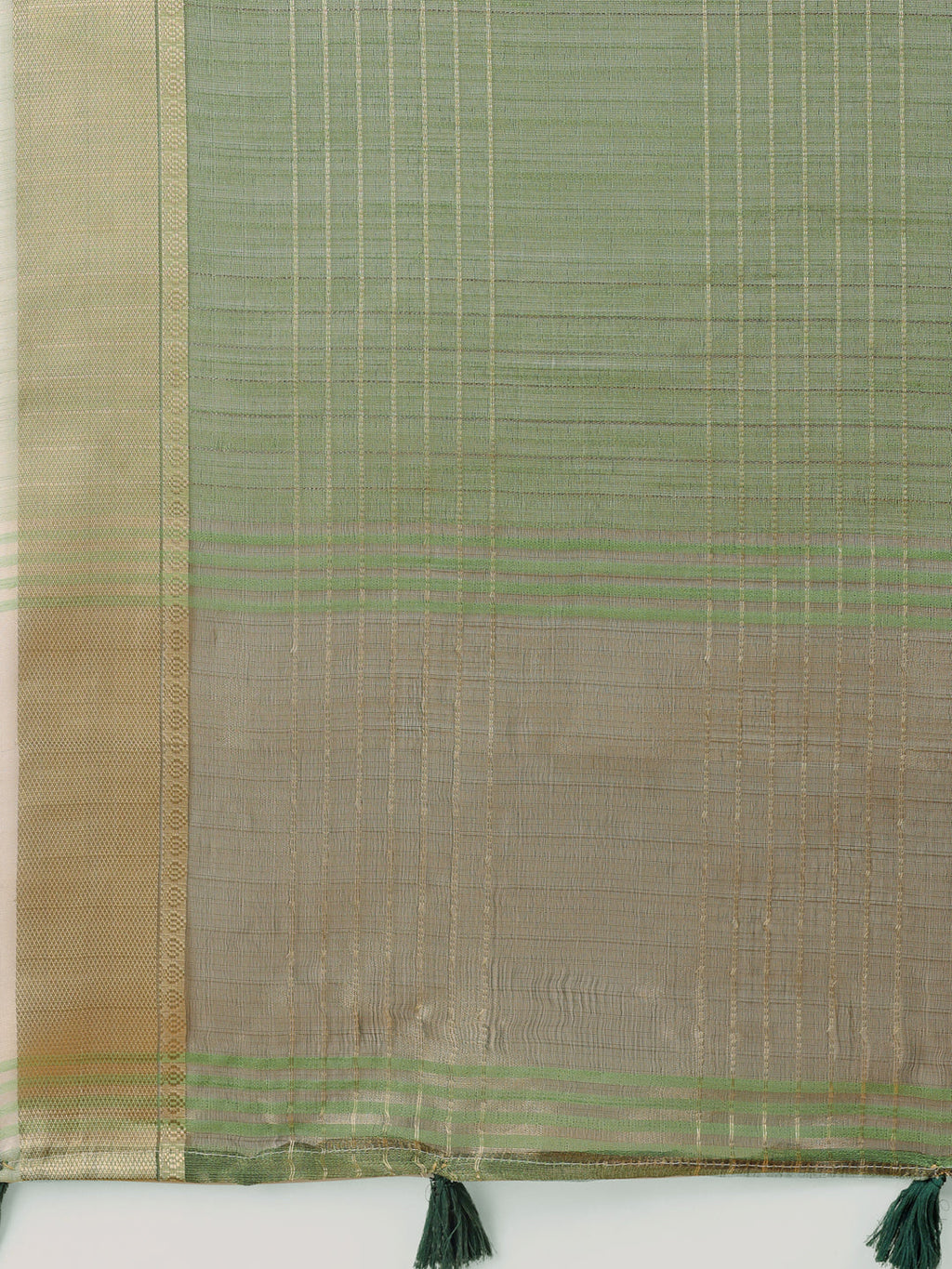 Shree Shyam Fashion Green Organza Saree with Gold Checked Design - Elegant & Classy Traditional Wear for Formal & Festive Occasions | Grocsy
