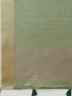 Shree Shyam Fashion Green Organza Saree with Gold Checked Design - Elegant & Classy Traditional Wear for Formal & Festive Occasions | Grocsy