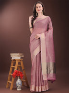 Shree Shyam Fashion Pink Organza Saree with Gold Checked Design - Elegant & Classy Traditional Wear for Formal & Festive Occasions | Grocsy