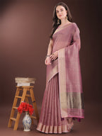 Shree Shyam Fashion Pink Organza Saree with Gold Checked Design - Elegant & Classy Traditional Wear for Formal & Festive Occasions | Grocsy