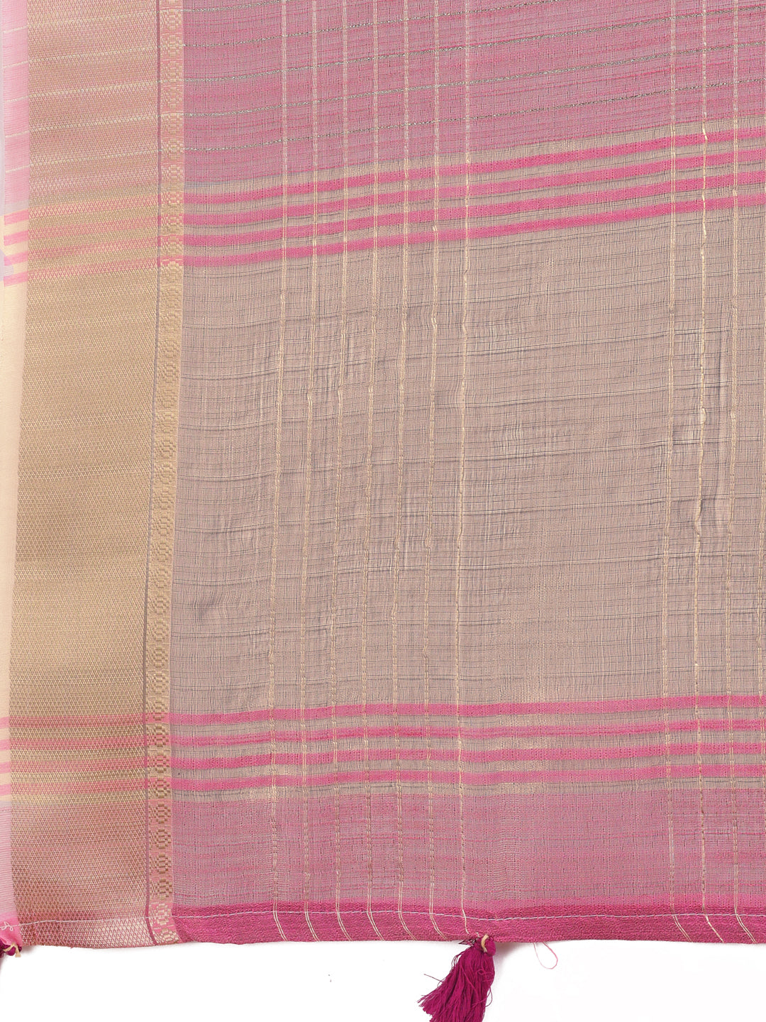 Shree Shyam Fashion Pink Organza Saree with Gold Checked Design - Elegant & Classy Traditional Wear for Formal & Festive Occasions | Grocsy