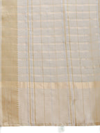 Shree Shyam Fashion Beige Organza Woven Zari Work Traditional Tassel Saree | Grocsy