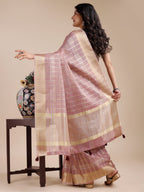 Shree Shyam Fashion Purple Organza Woven Zari Work Traditional Tassel Saree | Grocsy