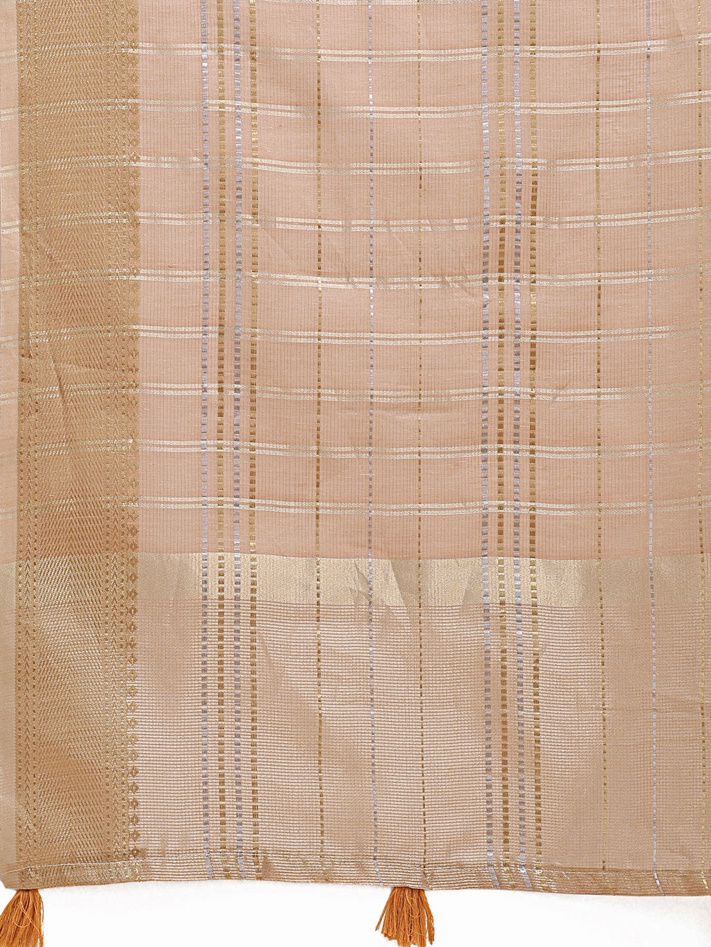 Shree Shyam Fashion Cream Organza Woven Zari Work Traditional Tassel Saree | Grocsy