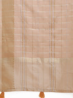 Shree Shyam Fashion Cream Organza Woven Zari Work Traditional Tassel Saree | Grocsy