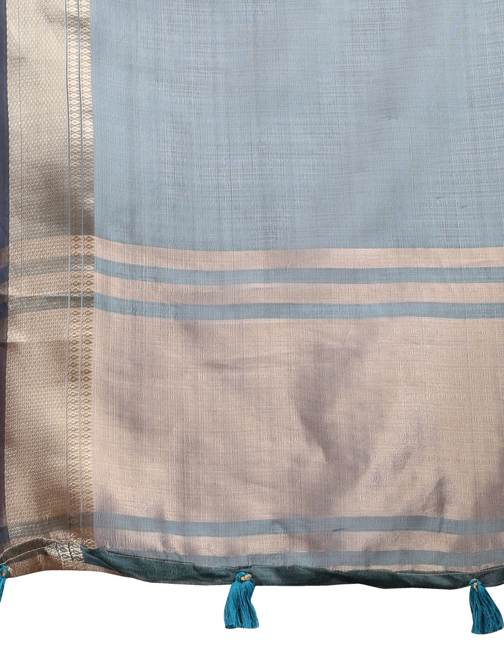 Shree Shyam Fashion Sea Green Organza Woven Zari Work Traditional Tassel Saree | Grocsy