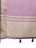 Shree Shyam Fashion Purple Organza Woven Zari Work Traditional Tassel Saree | Grocsy