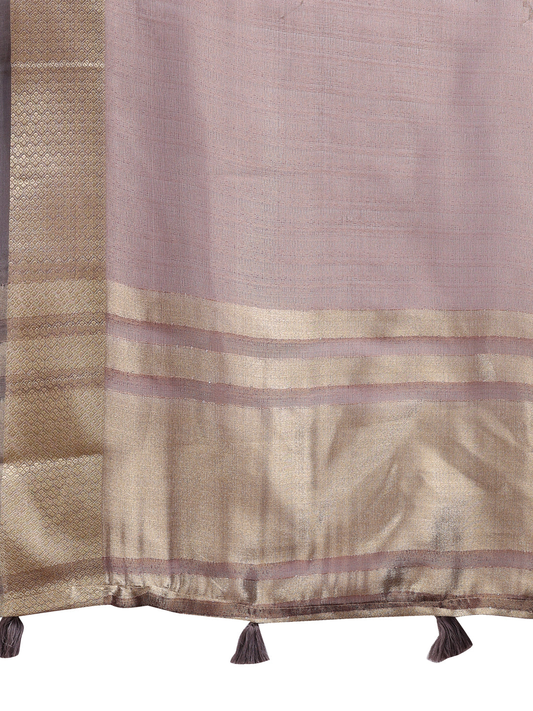 Shree Shyam Fashion Brown Organza Woven Zari Work Traditional Tassel Saree | Grocsy