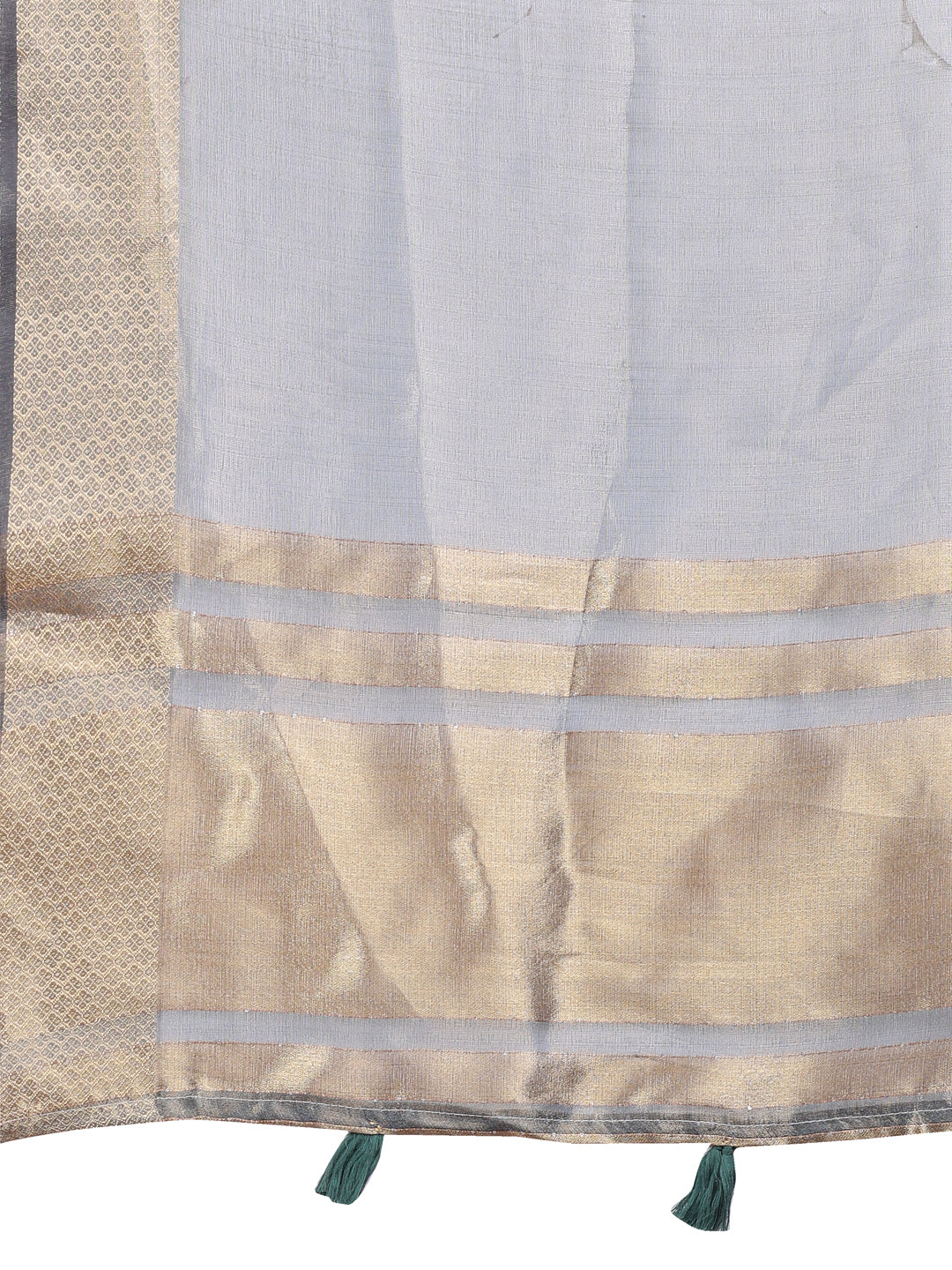 Shree Shyam Fashion Silver Organza Woven Zari Work Traditional Tassel Saree | Grocsy
