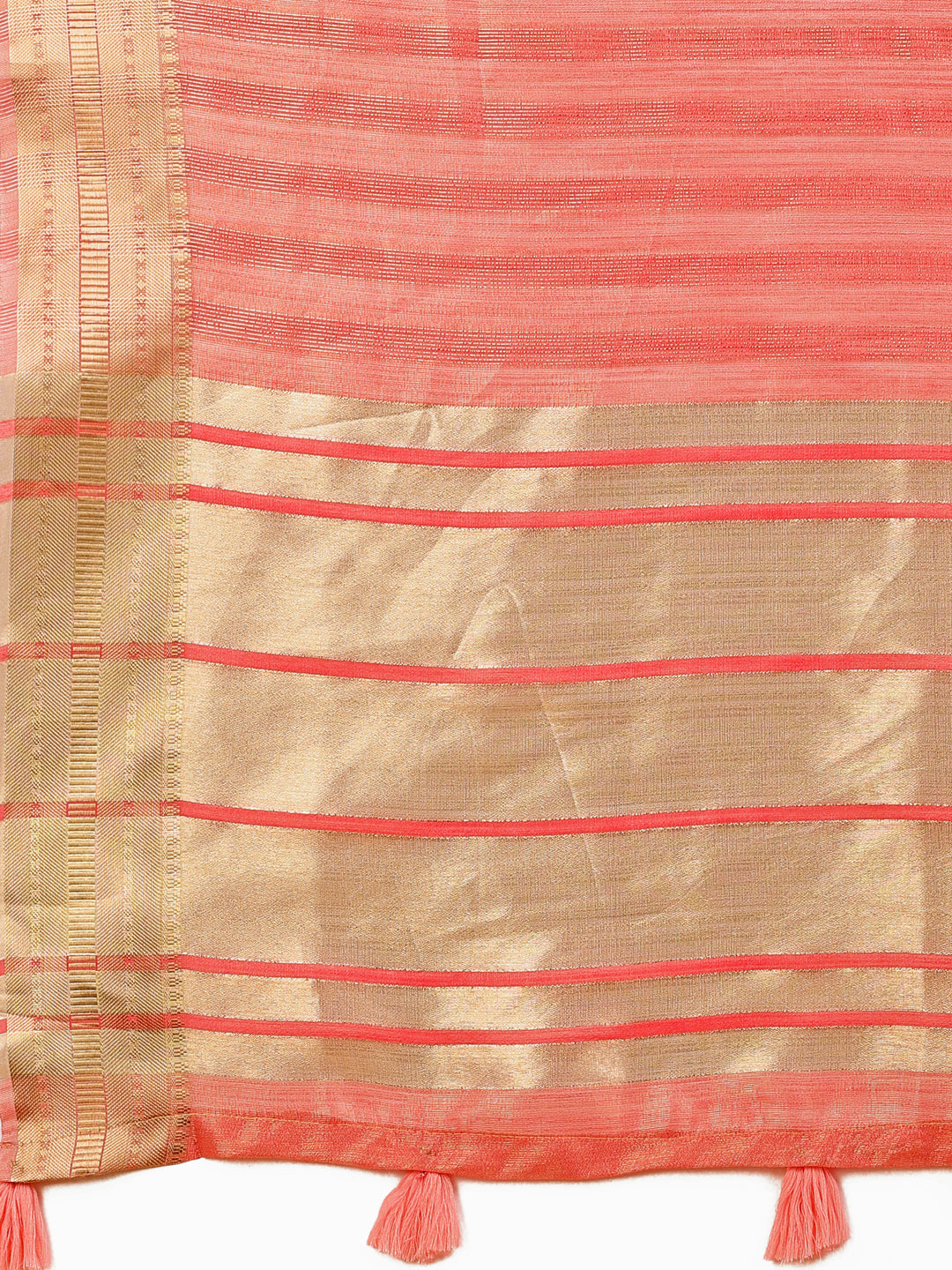 Shree Shyam Fashion Orange Organza Woven Zari Work Traditional Tassel Saree | Grocsy