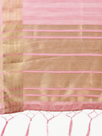 Shree Shyam Fashion Peach Organza Woven Zari Work Traditional Tassel Saree | Grocsy
