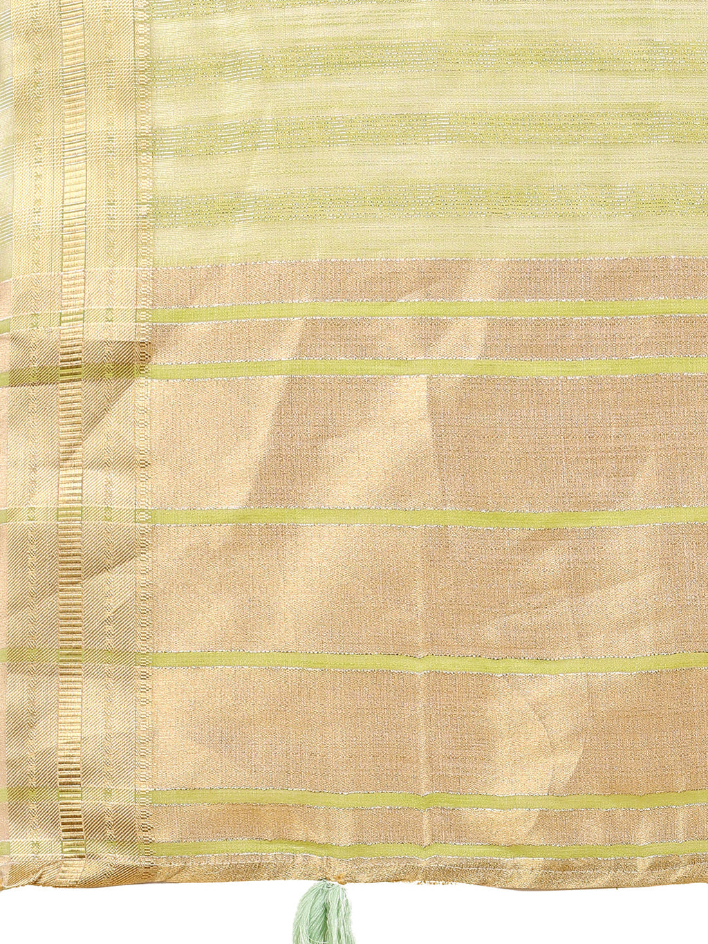 Shree Shyam Fashion Light Green Organza Woven Zari Work Traditional Tassel Saree | Grocsy