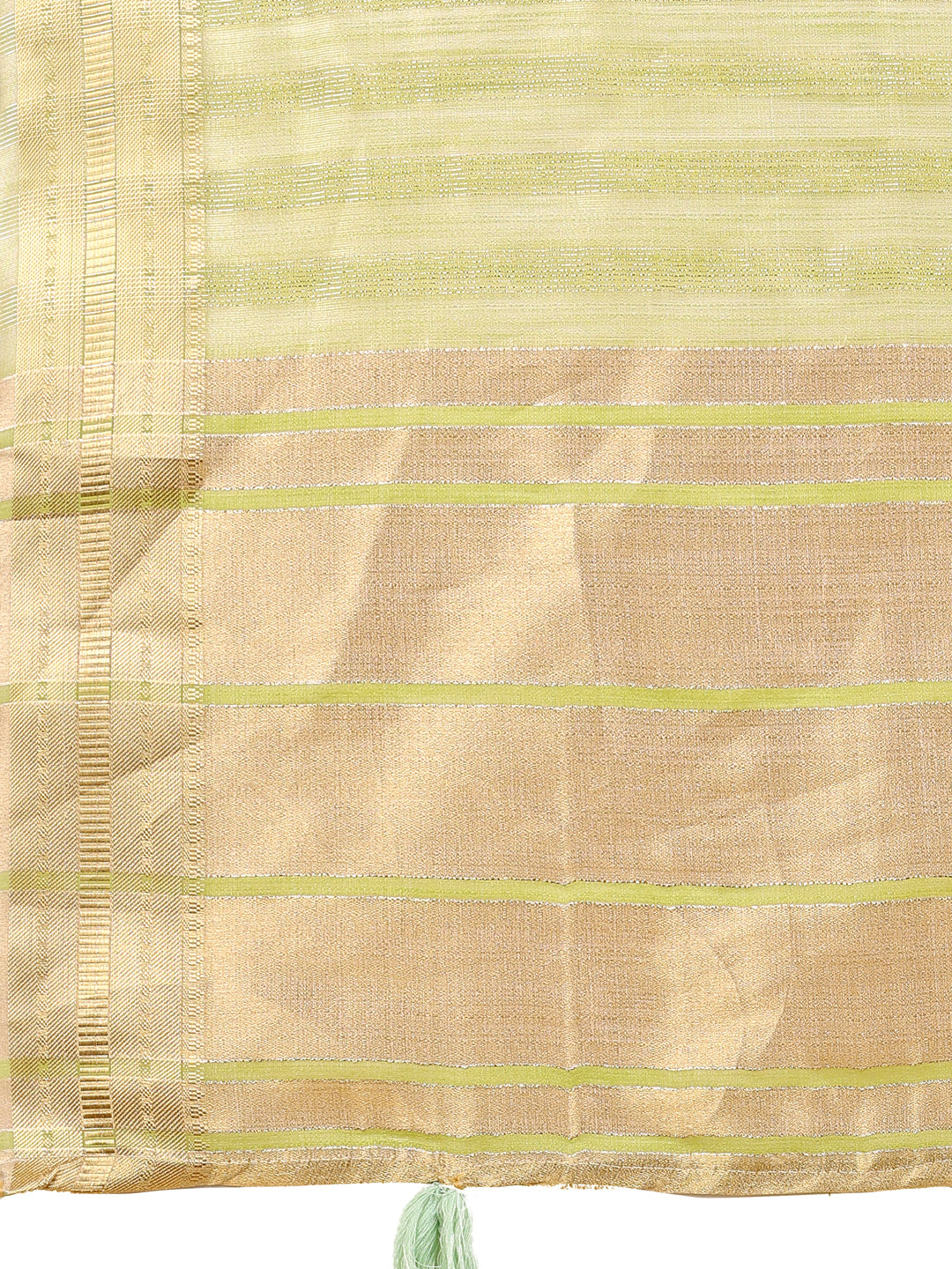 Shree Shyam Fashion Light Green Organza Woven Zari Work Traditional Tassel Saree | Grocsy