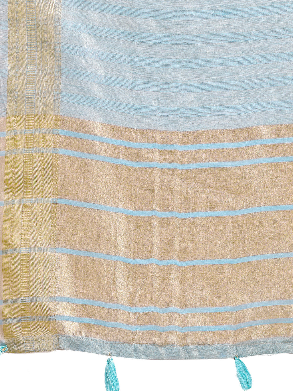 Shree Shyam Fashion Sky Blue Organza Woven Zari Work Traditional Tassel Saree | Grocsy