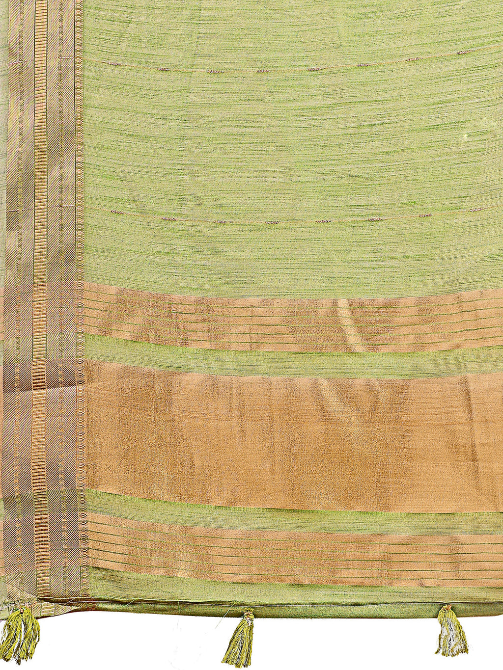 Shree Shyam Fashion Elegant Light Green Organza Saree with Golden Zari Border - Festive & Office Wear Saree with Blouse Piece | Grocsy