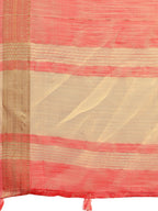 Shree Shyam Fashion Elegant Peach Organza Saree with Golden Zari Border - Festive & Office Wear Saree with Blouse Piece | Grocsy