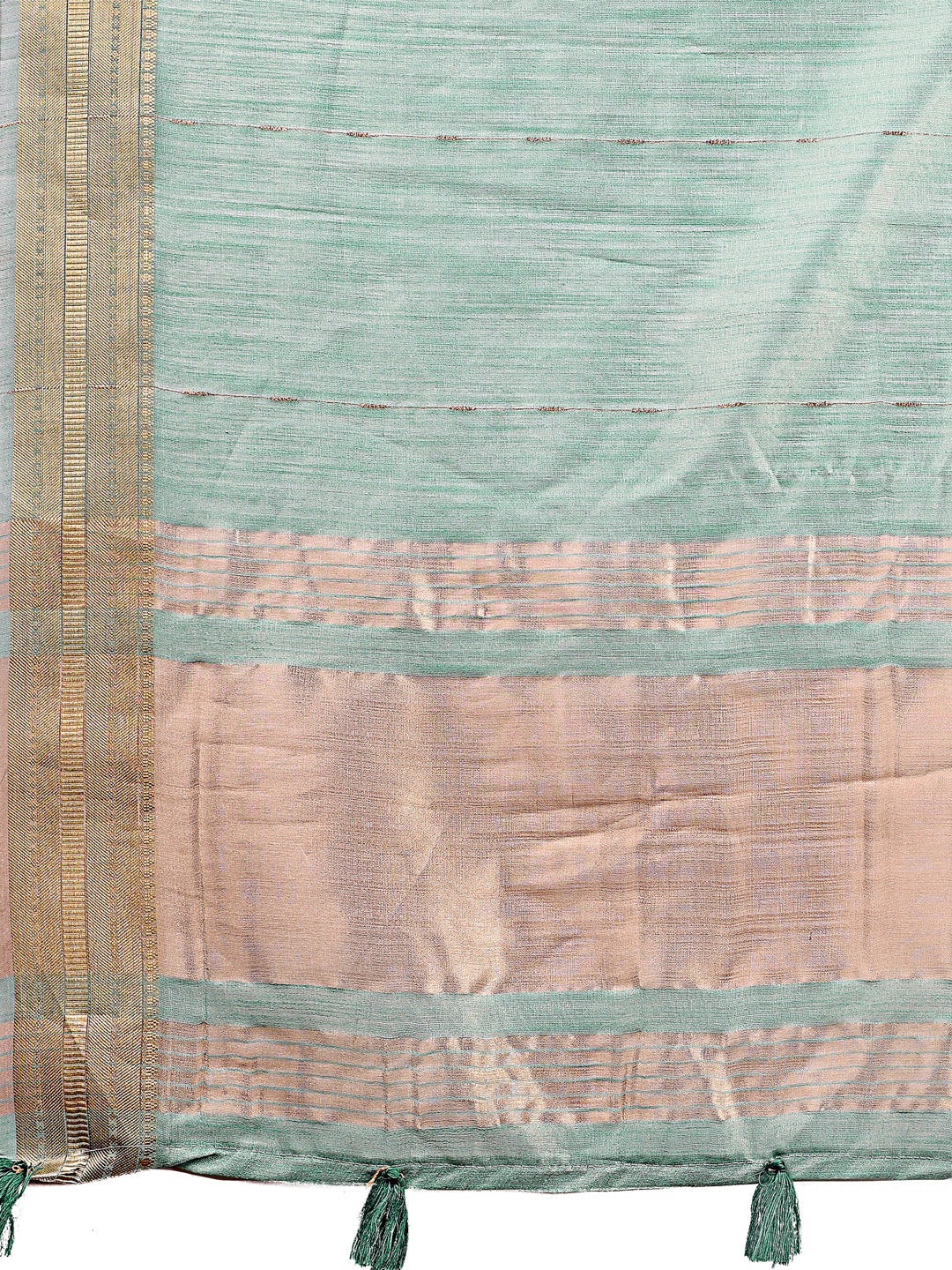Shree Shyam Fashion Elegant Olive Green Organza Saree with Golden Zari Border - Festive & Office Wear Saree with Blouse Piece | Grocsy