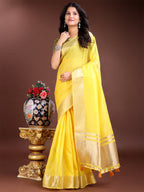 Shree Shyam Fashion Yellow Gold Cotton Ready-to-Wear Saree - Simplicity Meets Effortless Grace | Grocsy