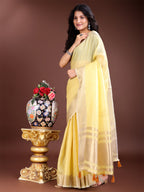 Shree Shyam Fashion Yellow Gold Cotton Ready-to-Wear Saree - Simplicity Meets Effortless Grace | Grocsy