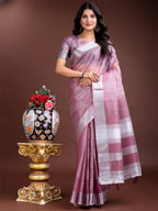 Shree Shyam Fashion Purple Organza Woven Zari Work Traditional Tassel Saree | Grocsy