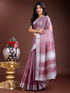 Shree Shyam Fashion Purple Organza Woven Zari Work Traditional Tassel Saree | Grocsy
