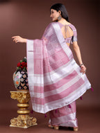 Shree Shyam Fashion Purple Organza Woven Zari Work Traditional Tassel Saree | Grocsy