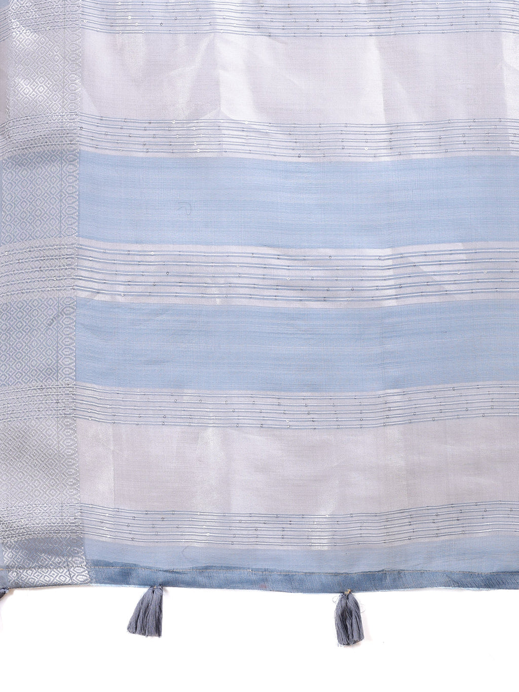 Shree Shyam Fashion Sky Blue Organza Woven Zari Work Traditional Tassel Saree | Grocsy