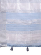 Shree Shyam Fashion Sky Blue Organza Woven Zari Work Traditional Tassel Saree | Grocsy