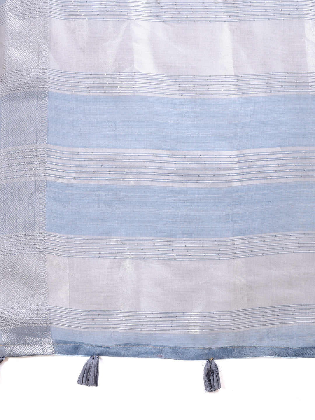 Shree Shyam Fashion Sky Blue Organza Woven Zari Work Traditional Tassel Saree | Grocsy