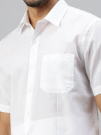 Ramraj Cotton Mens Half Sleeve Formal White Shirt | Grocsy